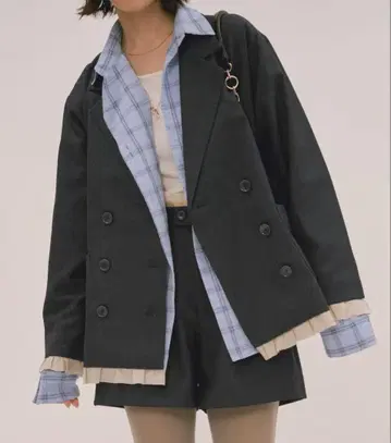 loin nuit 로완뉴이 프릴 레이어드 디자인 자켓 네이비