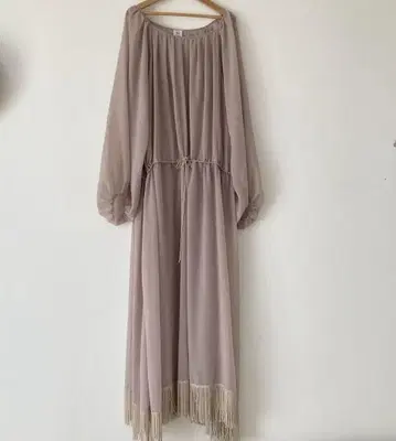 IENA 프린지 원피스 롱 기장 베이지