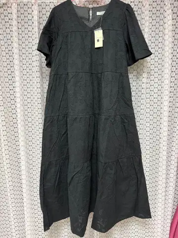 사만사 모스2 블루 블랙 반팔 원피스