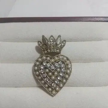 빈티지풍 하트형 브로치 펄 스톤 브로치 구제 의류 USED