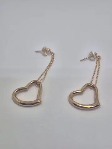 [새상품급] K10 하트형 체인 귀걸이 약 1.4g