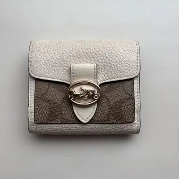 화이트 가죽 접이식 지갑