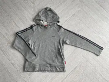 S 사이즈 adidas 그레이 후드 부착 후드티 3 라인