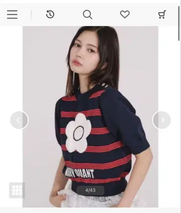LILY BROWN x MARY QUANT 반팔 니트탑 네이비