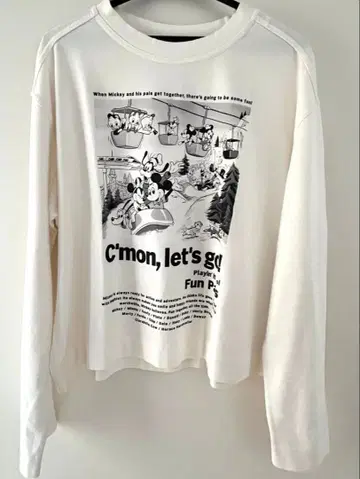 Disney x MOUSSY 흑백 프린트 와이드 풀오버 롱 T