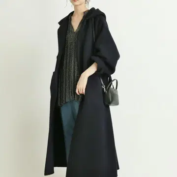 IENA 이예나 라 부클 더블 페이스 후드 코트 네이비 38
