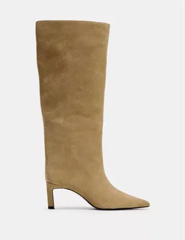 ZARA 스플릿 스웨이드 하이힐 부츠