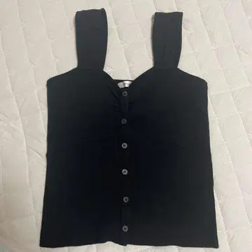 moussy 블랙 슬리브리스 니트탑