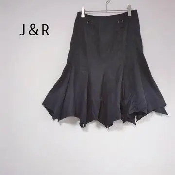 J&R 비대칭 플레어 스커트 블랙 일본제 스웨이드 느낌 머메이드