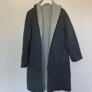 UNITED ARROWS 후드 부착 그레이 롱 코트