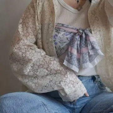 빈티지 레이스 셔츠 아이보리