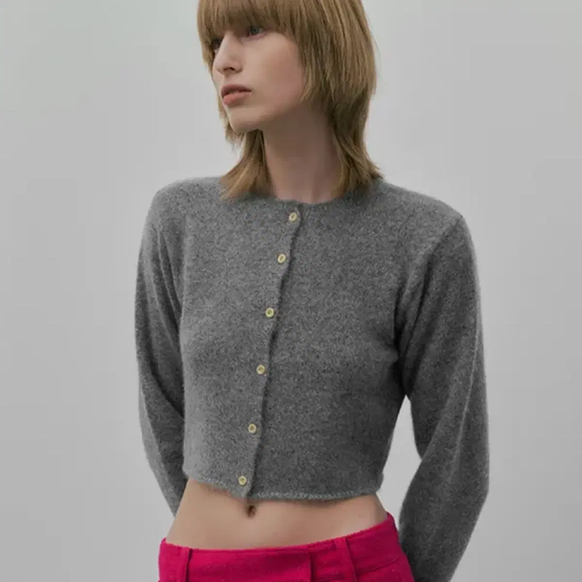 overdue flair RACCOON MINI CARDIGAN_グレー RACCOON MINI CARDIGAN_GRAY - overdueflair