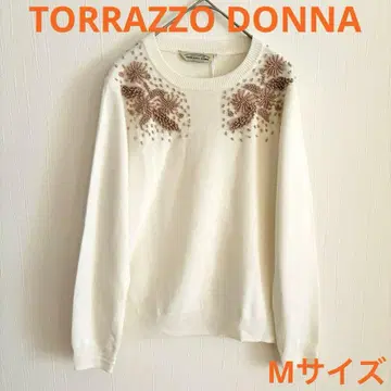 TORRAZZO DONNA 긴팔 니트 자수 비즈 포함 화이트 M 사이즈