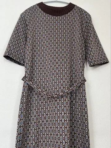 ZARA 기하학 패턴 반팔 롱 원피스