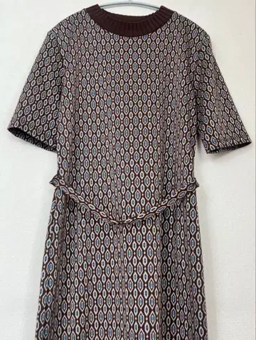 ZARA 기하학 패턴 반팔 롱 원피스