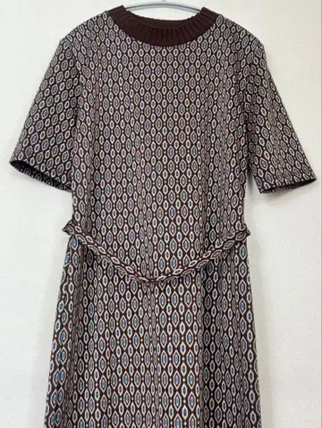 ZARA 기하학 패턴 반팔 롱 원피스