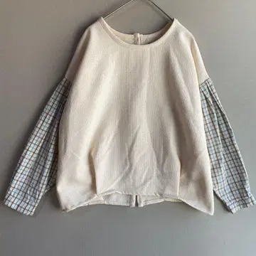 시럽. 절개 스모그풍 탁한 체크 싸개 버튼 볼륨 소매