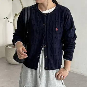 CPCM 케이블 가디건 U.S. POLO ASSN. 네이비