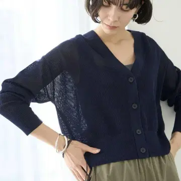 안피로 메쉬 니트 가디건 네이비 시어 가디건 S