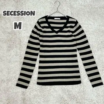 Secession 스트라이프 V넥 니트 긴팔 ( M ) 보더 블랙