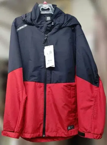 코코스신오카 후드 부착 워크 자켓 블랙/빨간색
