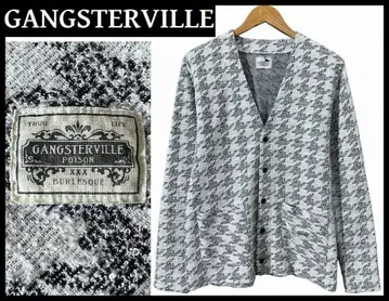 갱스터빌 빅 하운드투스 체크 패턴 자카드 파일 긴팔 가디건 M