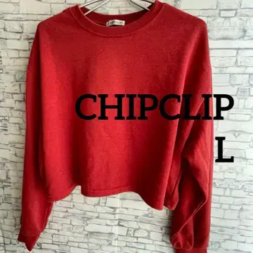 CHIP CLIP 오렌지 크롭 맨투맨 트레이닝복 L