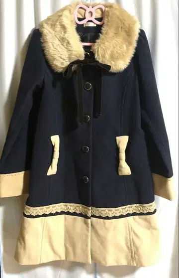 axes femme 엑시즈팜 롱 코트 퍼 걸리시 리본