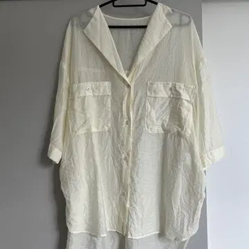 블라우스 셔츠 빈티지 라펠 칼라 반팔 시어 셔츠 / WEB 한정판