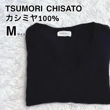 TSUMORI CHISATO 캐시미어 100% V넥 스웨터 M 블랙