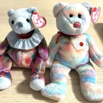 컬러풀 곰과 핑크 봉제 인형 세트