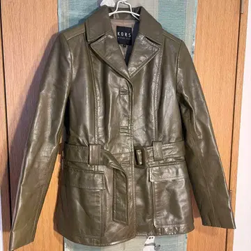 [ 새상품급 ] KORS 올리브 그린 중고 가죽 자켓 4