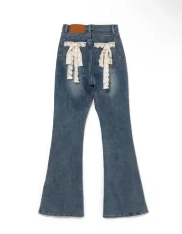 andmary Lacey ribbon heart hip denim S