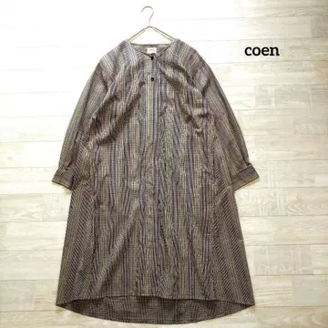coen 코엔 체크 피케 프론트 오픈 원피스