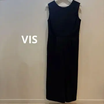 VIS 올인원 슬리브리스 와이드 팬츠 블랙 릴랙스 루즈핏