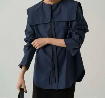 Loungedress 보타이 블라우스 네이비 긴팔 세일러 카라