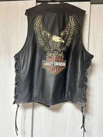 할리데이비슨 블랙 가죽 베스트