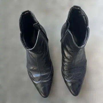 블랙 가죽 사이드 고어 부츠