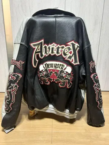 Avirex 가죽 자켓 블랙 그레이