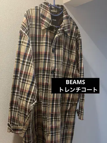 BEAMS 체크 무늬 트렌치코트 M