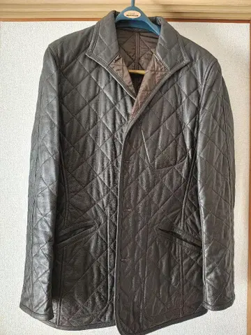 미니멀리스트 TAKEO KIKUCHI 다크 브라운 퀼팅 가죽 자켓