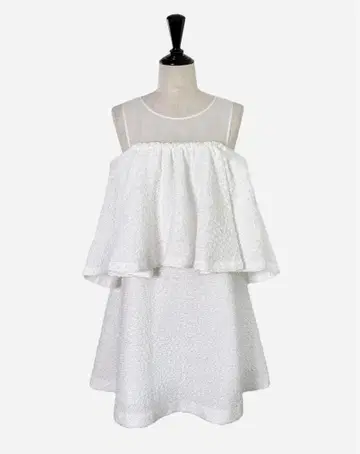 sheller sheer x tweed ruffle mini dress