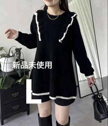 프릴 달린 블랙 미니 원피스 L 사이즈