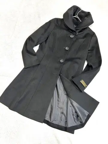 새상품급 고급 캐시미어 100% 여배우 옷깃 롱 코트 롱 기장 블랙 수험