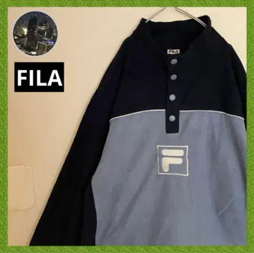 FILA 휠라 플리스 풀오버 자수 센터 빅 로고 바이컬러