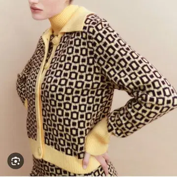 [ 새상품급 ] ZARA 지오메트릭 니트 가디건 스웨터 기하학 패턴 S