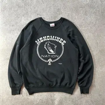 80s 바셋 워커 래글런 맨투맨 USA제 블랙 L 네이티브