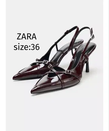 백 스트랩 하이힐 신발 버건디 zara 36