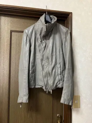 emporio armani 램 가죽 더블 지퍼 블루종