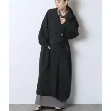 meri 미 벌룬 소매 트렌치코트 블랙